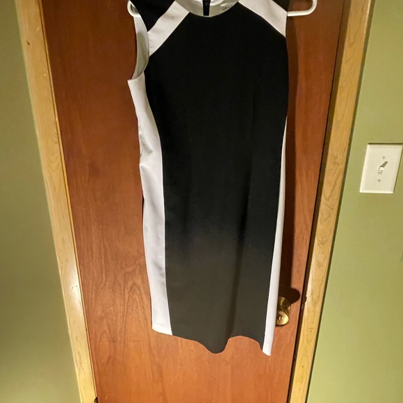 Elegant Black and White Sleeveless Dress. Calvin Klein - Picture 3 of 9